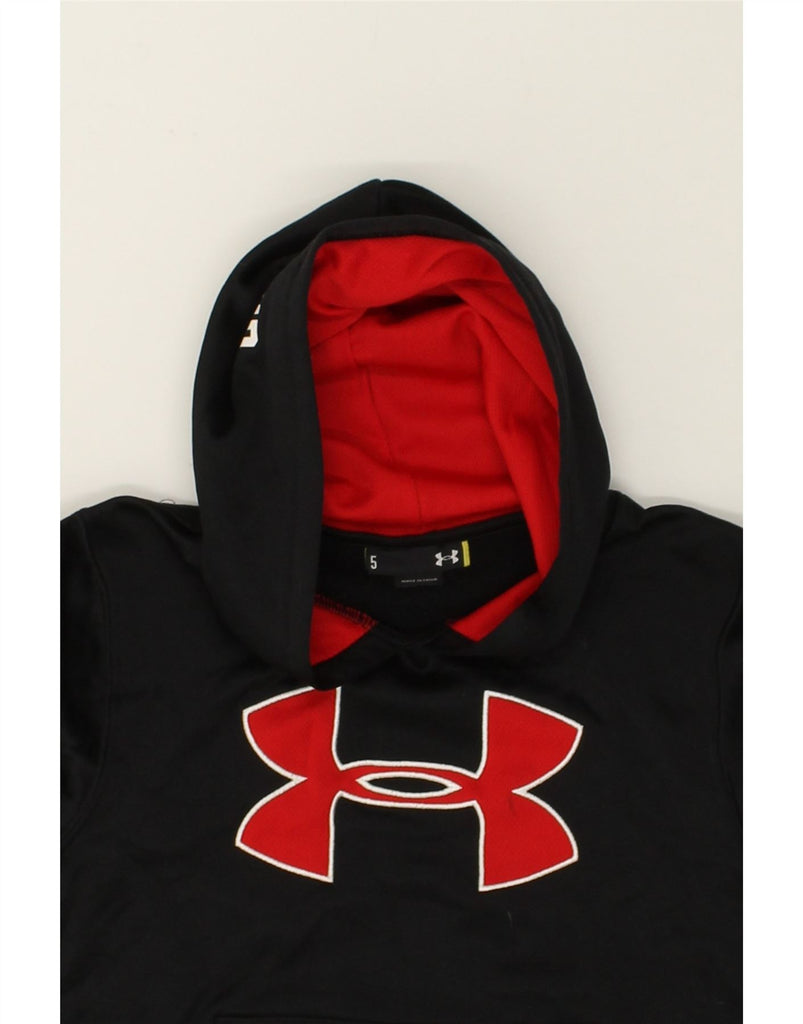 UNDER ARMOUR Boys Graphic Hoodie Jumper 4-5 Years Black Polyester | Vintage Under Armour | Thrift | Second-Hand Under Armour | Used Clothing | Messina Hembry 