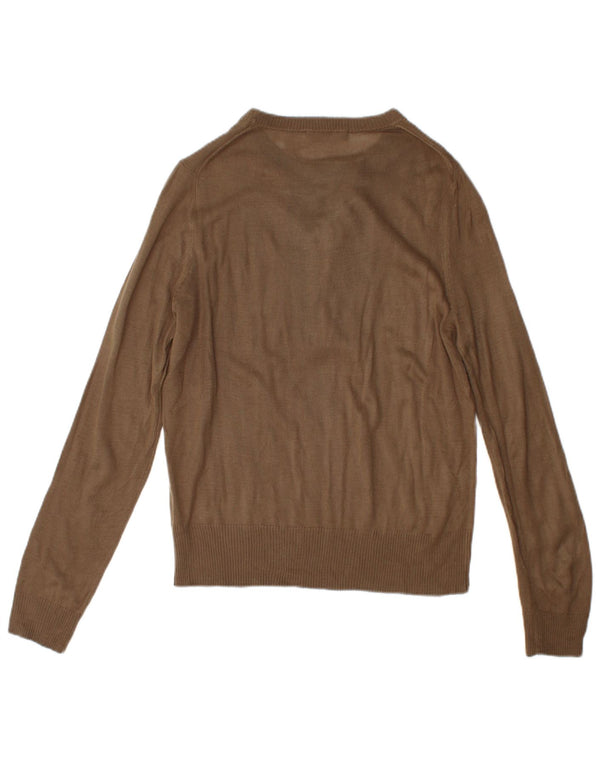 Zara Mens Boat Neck Jumper Sweater Medium Brown