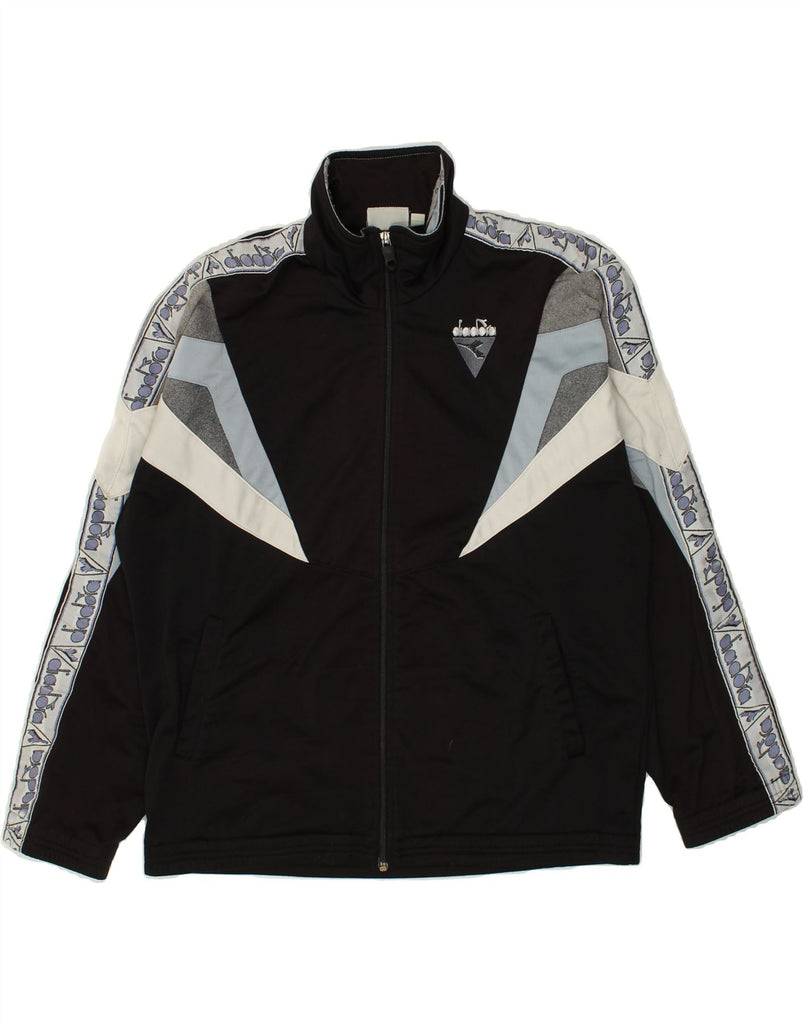 DIADORA Mens Graphic Tracksuit Top Jacket Small Black Colourblock Vintage Diadora and Second-Hand Diadora from Messina Hembry 