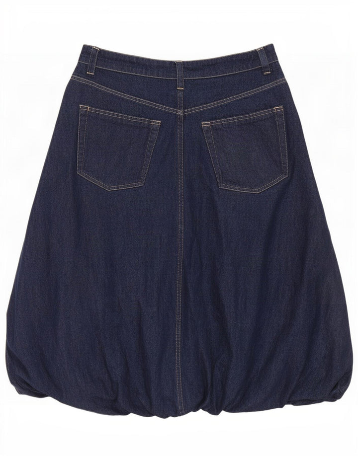 Zara Womens Denim Bubble Skirt Large W30 Navy Blue Cotton