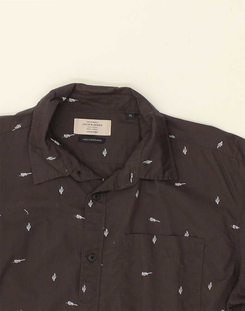 JACK & JONES Mens Slim Shirt XL Black Spotted Cotton | Vintage Jack & Jones | Thrift | Second-Hand Jack & Jones | Used Clothing | Messina Hembry 