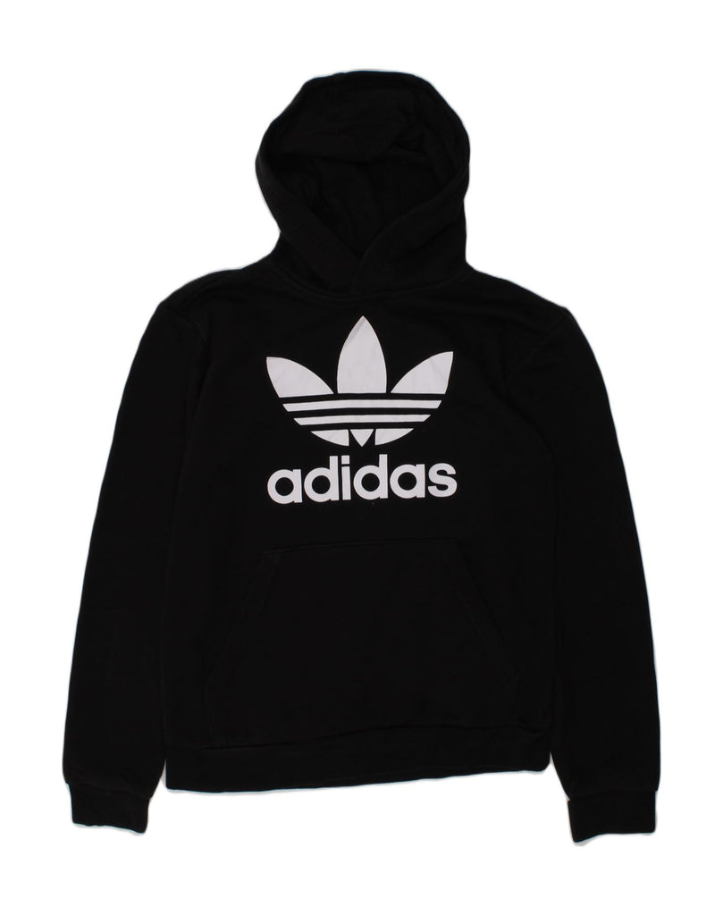 ADIDAS Boys Graphic Hoodie Jumper 11-12 Years Black Cotton | Vintage Adidas | Thrift | Second-Hand Adidas | Used Clothing | Messina Hembry 