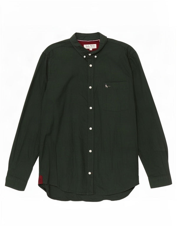 Jack Wills Mens Slim Fit Shirt XL Green Cotton
