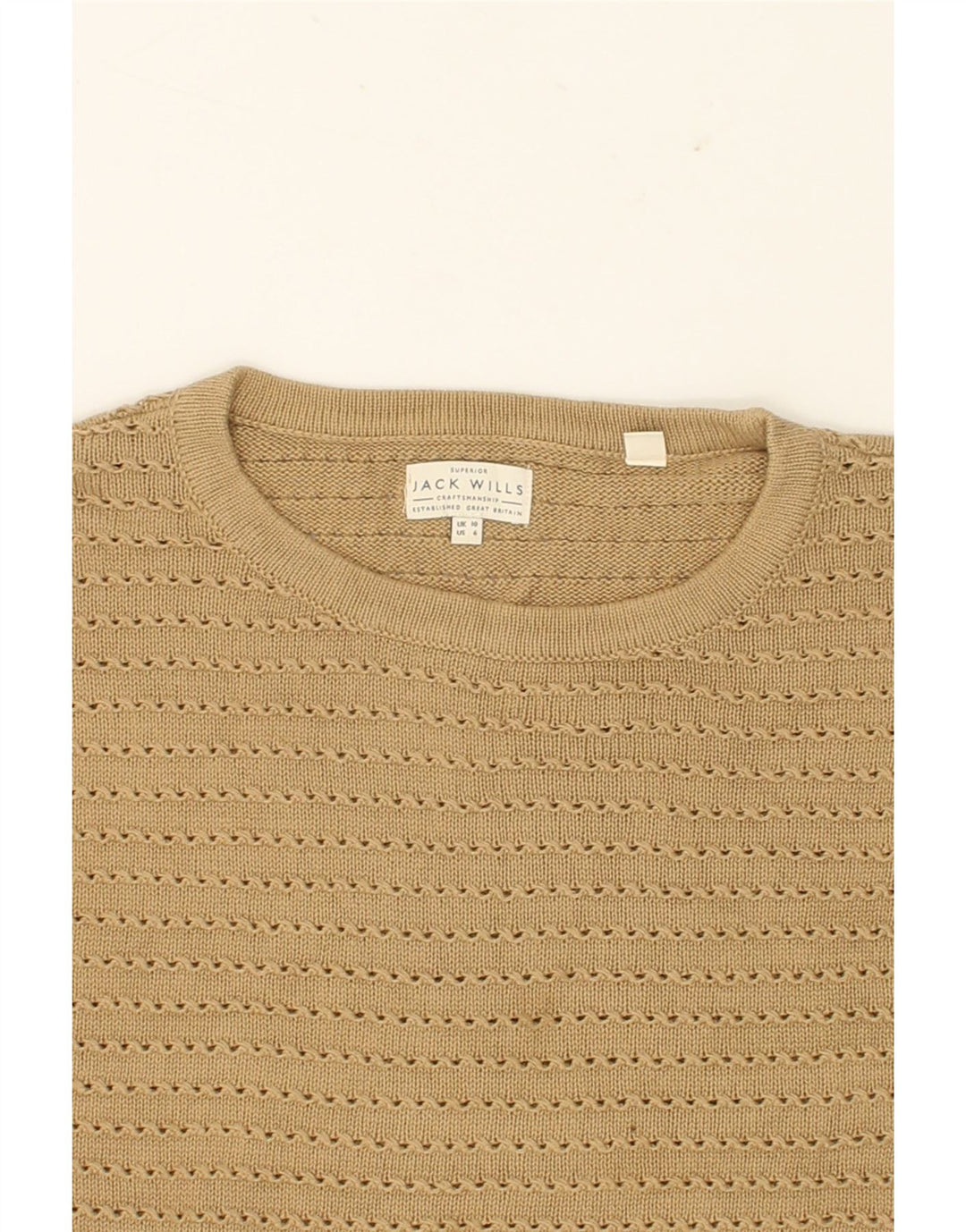 JACK WILLS Womens Oversized Boat Neck Jumper Sweater UK 10 Small Brown Vintage Jack Wills and Second-Hand Jack Wills from Messina Hembry 
