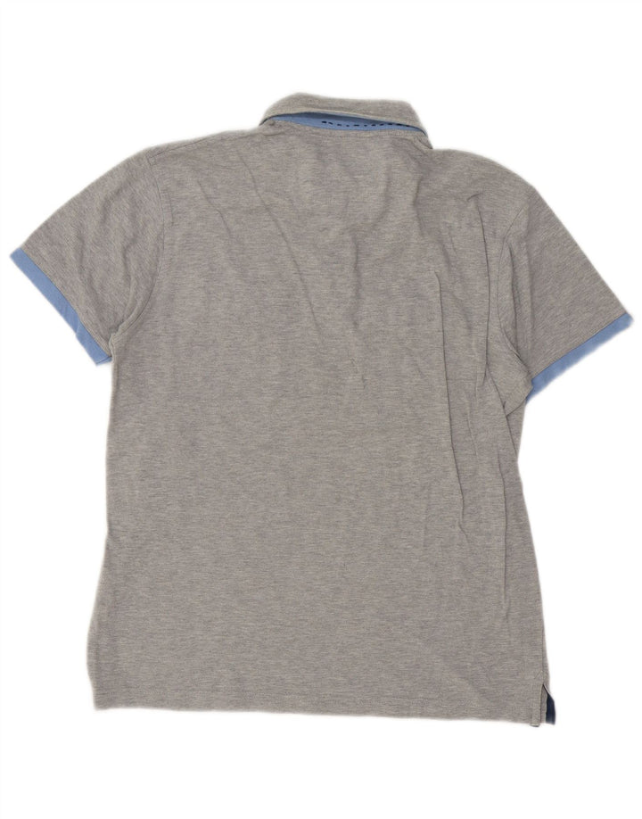 Harmont & Blaine Mens Regular Fit Polo Shirt Medium Grey Flecked Cotton