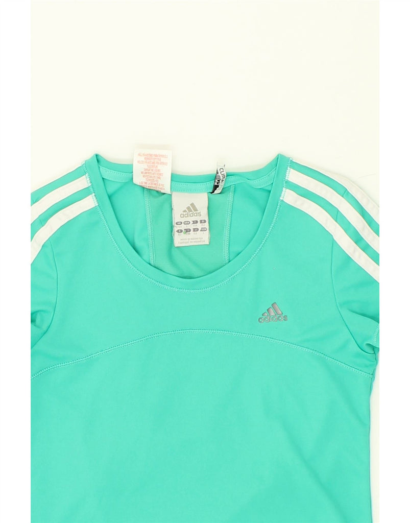 ADIDAS Girls Climalite Graphic T-Shirt Top 11-12 Years Turquoise Polyester | Vintage Adidas | Thrift | Second-Hand Adidas | Used Clothing | Messina Hembry 