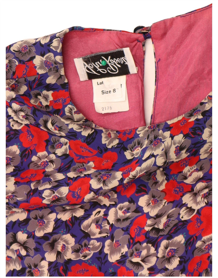 Vintage Womens 3/4 Sleeve Sheath Dress US 8 Medium Multicoloured Floral