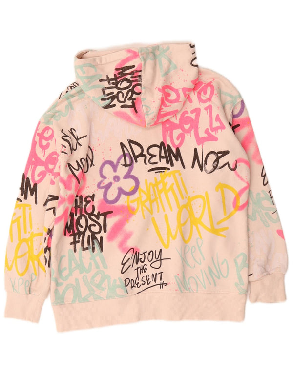 Zara Girls Graphic Hoodie Jumper 9-10 Years Pink Cotton