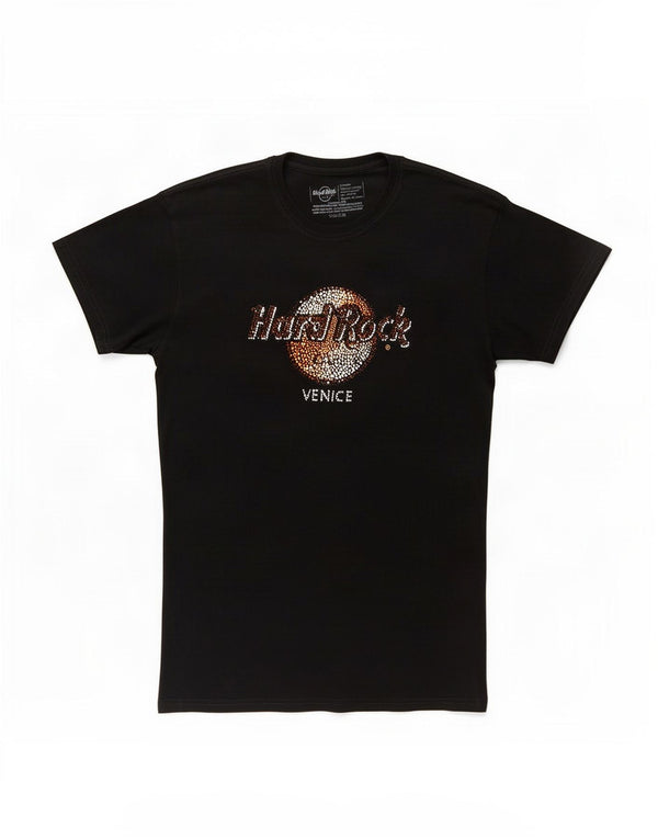 Hard Rock Cafe Womens Venice Graphic T-Shirt Top UK 18 XL Black Cotton