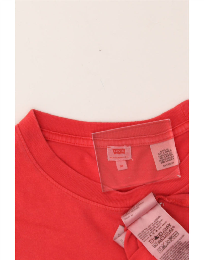 LEVI'S Womens Oversized Graphic T-Shirt Top UK 6 XS Red Cotton Vintage Levi's and Second-Hand Levi's from Messina Hembry 