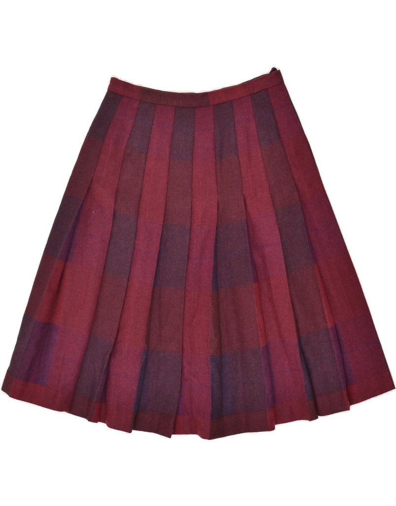 VINTAGE Womens Pleated Skirt W28 Medium Maroon Check | Vintage Vintage | Thrift | Second-Hand Vintage | Used Clothing | Messina Hembry 