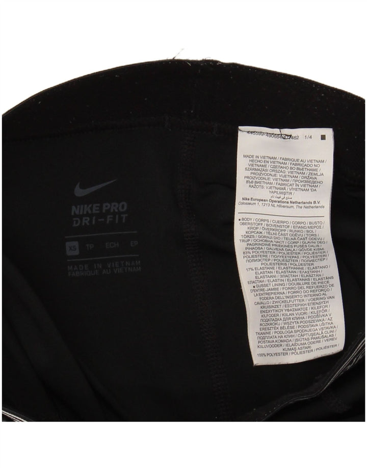 NIKE Womens Dri Fit Graphic Leggings UK 4 XS  Black Polyester