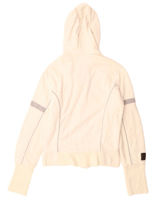 Williams Wilson Womens Zip Hoodie Sweater UK 12 Medium White Colourblock