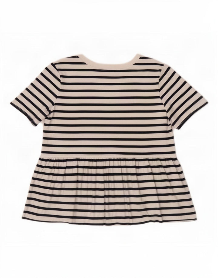 Zara Womens Blouse Top UK 10 Small White Striped