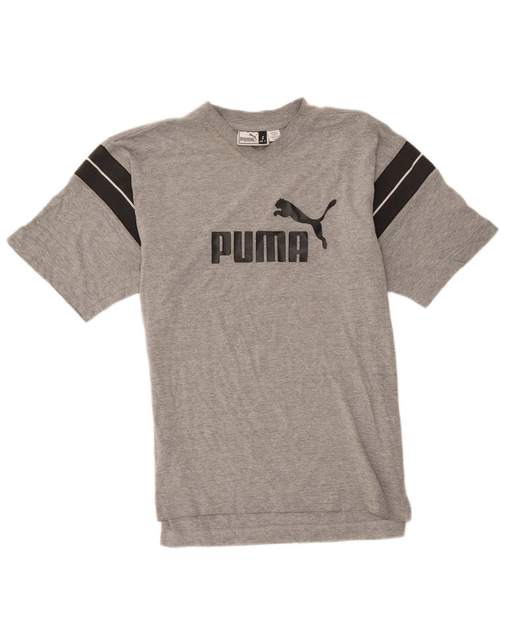 Puma Mens Graphic T-Shirt Top Small Grey Colourblock Cotton