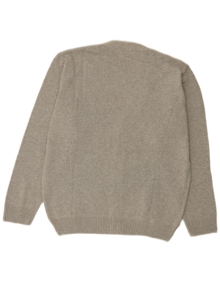Roger Kent Mens Cardigan Sweater IT 52 Large Grey Argyle/Diamond