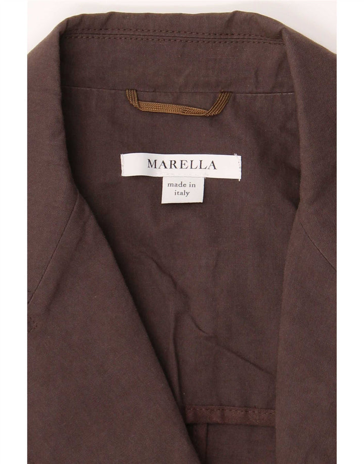 Marella Womens 2 Button Blazer Jacket UK 16 Large Brown Cotton