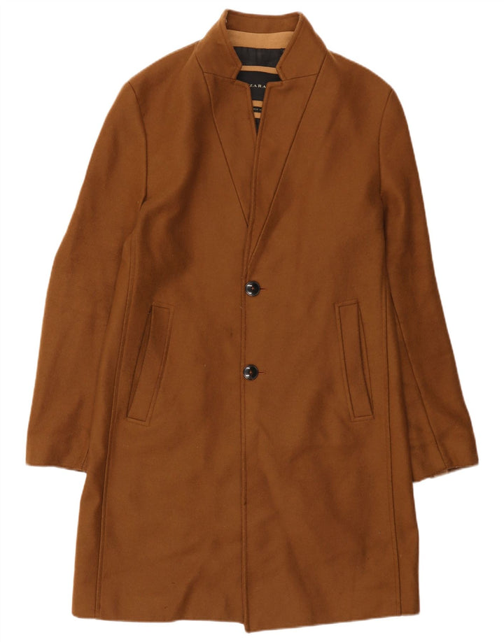 Zara Mens Overcoat UK 38 Medium Brown