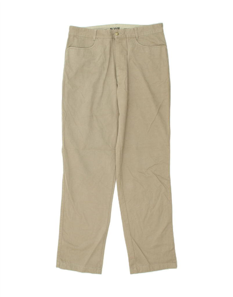 MASH Mens Straight Casual Trousers IT 52 XL W34 L34  Beige Cotton | Vintage Mash | Thrift | Second-Hand Mash | Used Clothing | Messina Hembry 