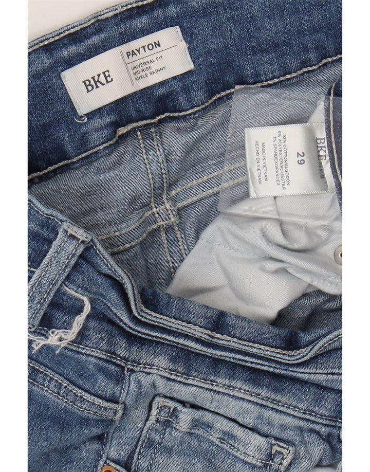 BKE Womens Payton Mid Rise Distressed Skinny Jeans W29 L26 Blue Cotton