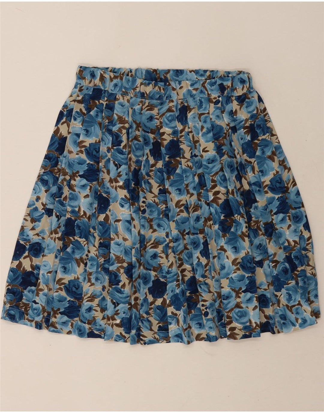 Vintage Womens Pleated Skirt W28 Medium Blue Floral