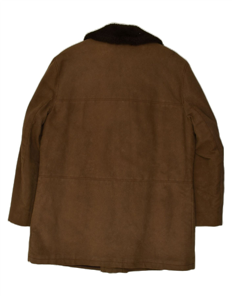 VINTAGE Mens Sherpa Double Breasted Coat IT 52 XL Brown Cotton Vintage Vintage and Second-Hand Vintage from Messina Hembry 