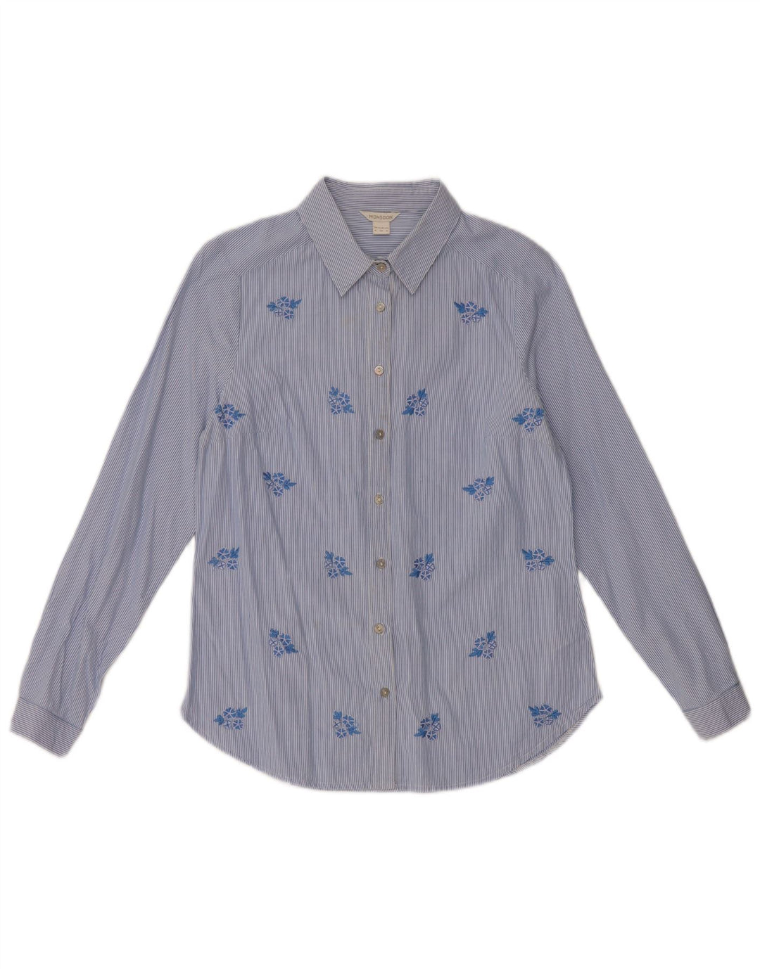 Monsoon Womens Shirt UK 8 Small Blue Floral Cotton
