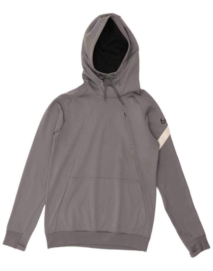 Nike Mens Dri Fit Hoodie Jumper Small Grey Colourblock Polyester