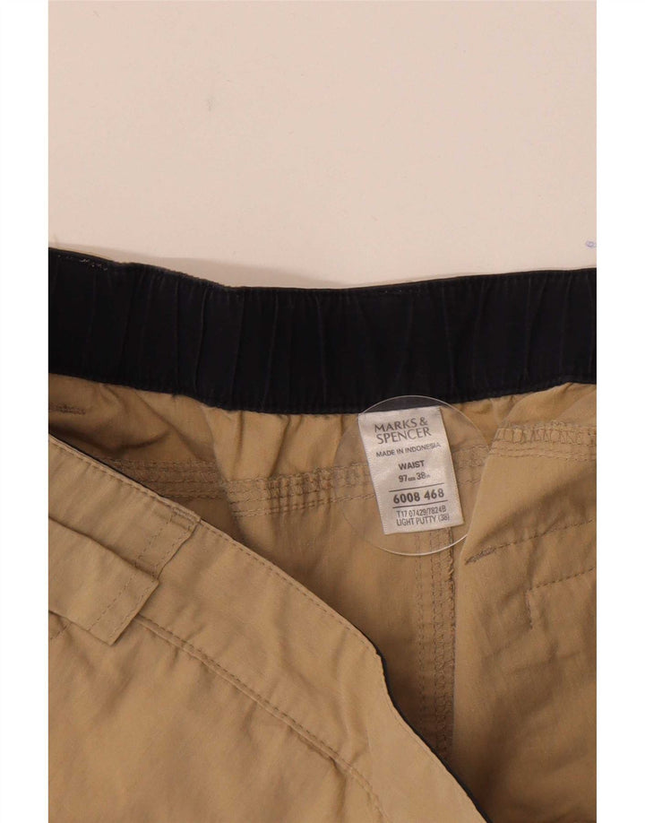 Marks & Spencer Mens Cargo Shorts W38 XL Beige Cotton