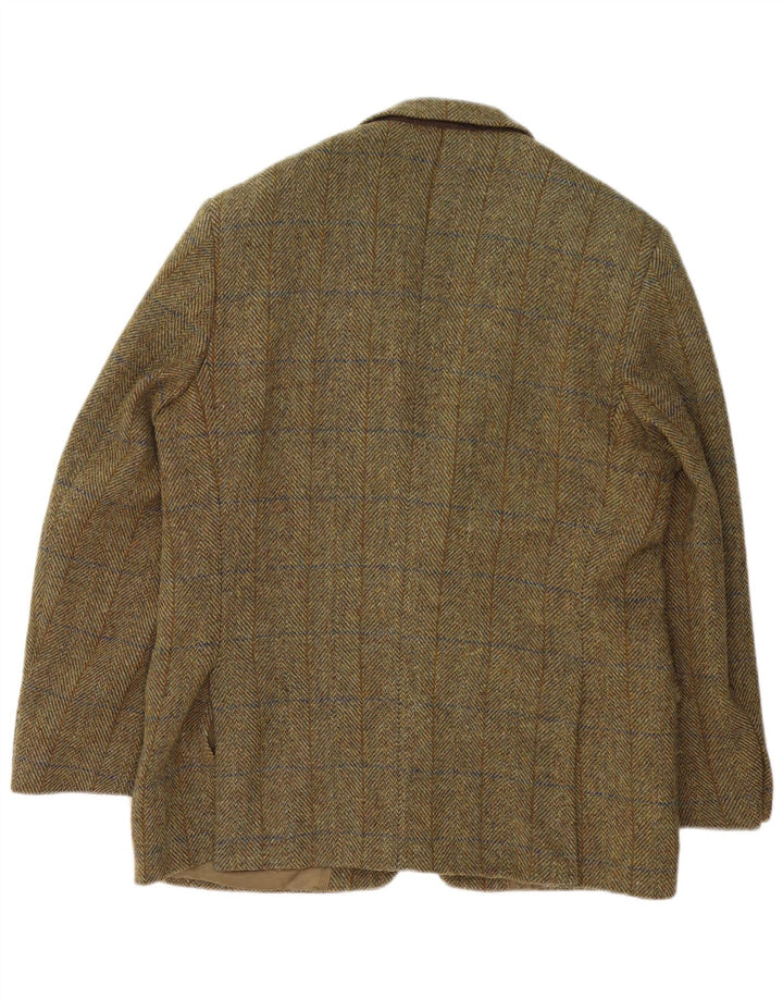 Harris Tweed Mens 2 Button Blazer Jacket UK 42 XL Khaki Check New Wool