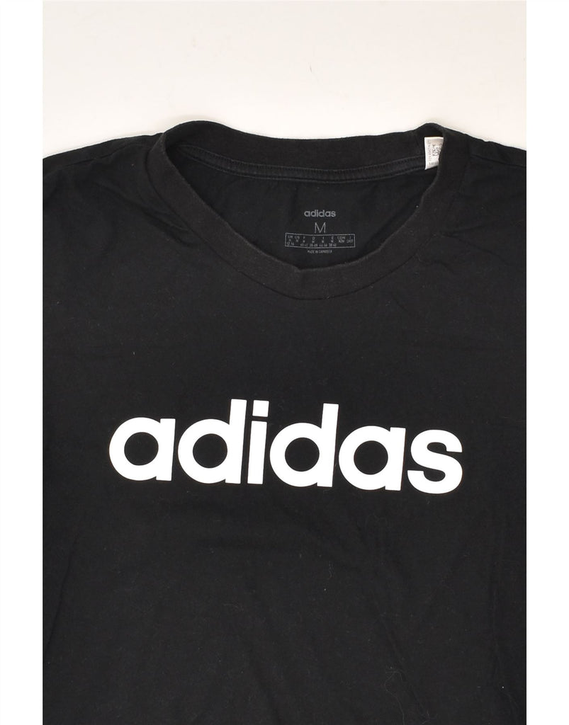 ADIDAS Womens Graphic T-Shirt Top UK 12/14 Medium Black Cotton | Vintage Adidas | Thrift | Second-Hand Adidas | Used Clothing | Messina Hembry 