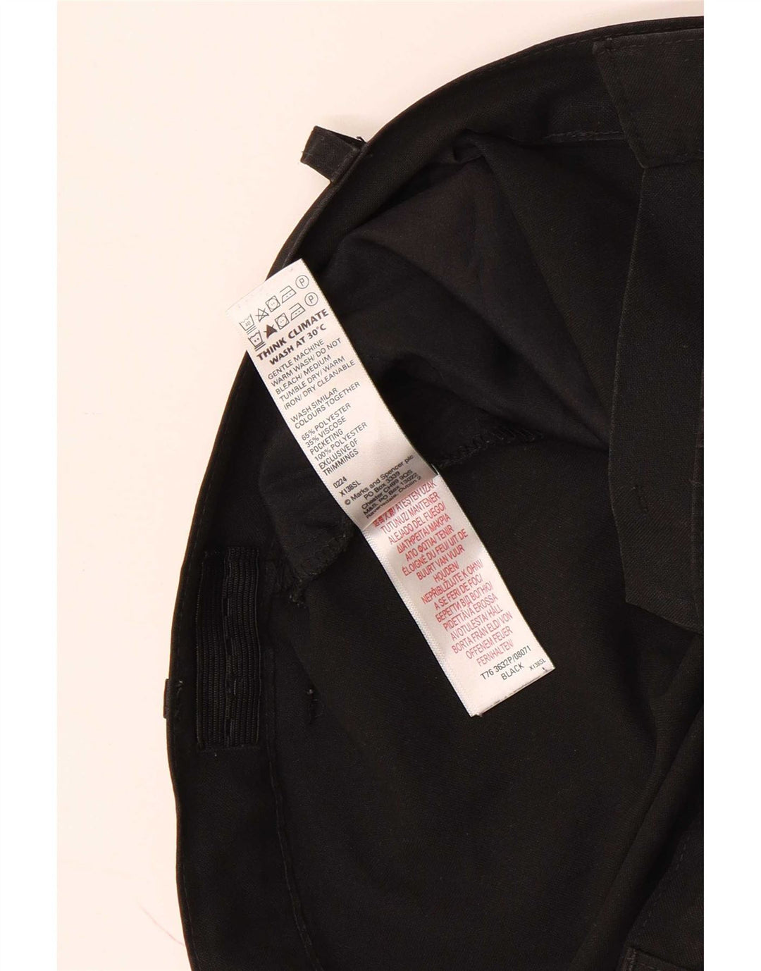 Marks & Spencer Boys Slim Suit Trousers 15-16 Years W34 L29 Black Polyester