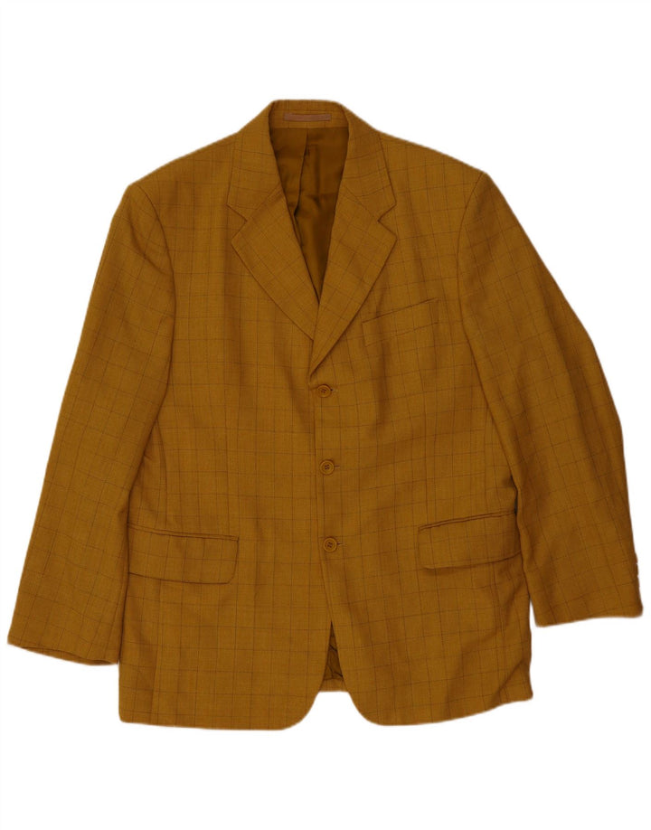 ST. BERNARD Mens 3 Button Blazer Jacket UK 42 XL Yellow Check Polyester
