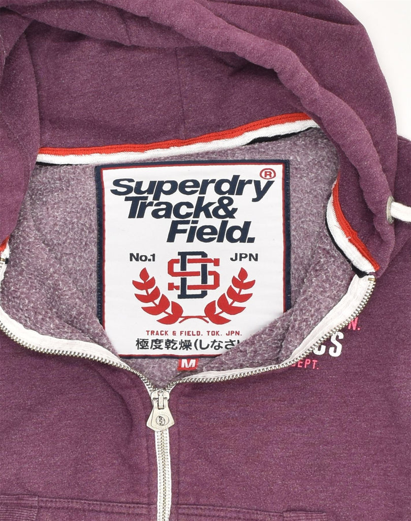 SUPERDRY Womens Graphic Zip Hoodie Sweater UK 12 Medium Purple Cotton | Vintage Superdry | Thrift | Second-Hand Superdry | Used Clothing | Messina Hembry 