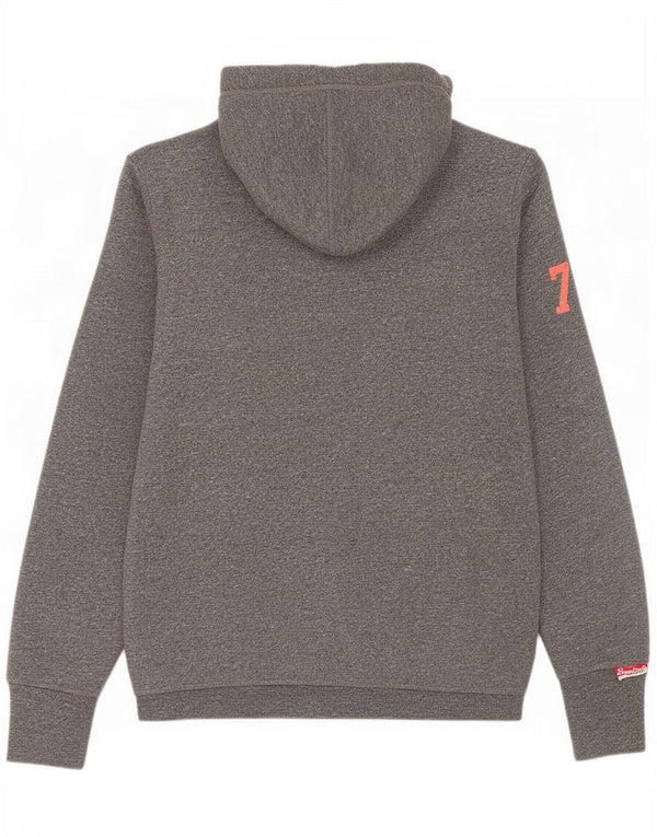 Superdry Womens Graphic Zip Hoodie Sweater UK 14 Medium Grey Cotton