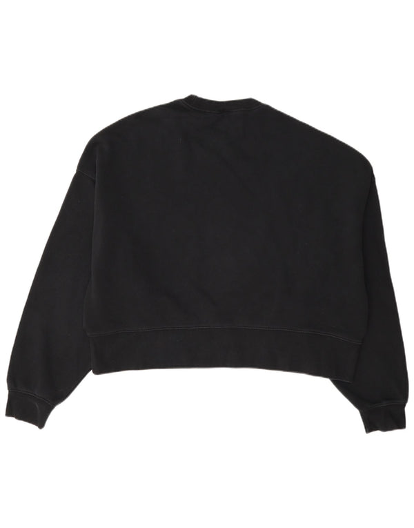 Nike Womens Crop Oversized Sweatshirt Jumper UK 10 Small Black Cotton