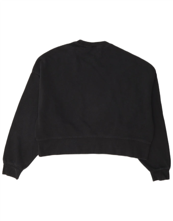 Nike Womens Crop Oversized Sweatshirt Jumper UK 10 Small Black Cotton