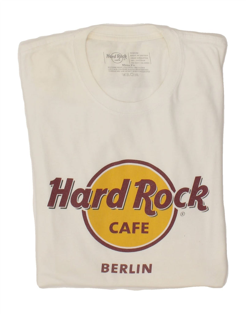 HARD ROCK CAFE Mens Berlin Graphic T-Shirt Top Medium White Cotton Vintage Hard Rock Cafe and Second-Hand Hard Rock Cafe from Messina Hembry 