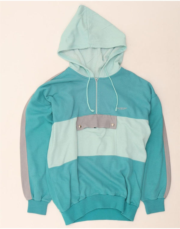 F.LLI Campagnolo Mens Zip Neck Hoodie Jumper IT 52 Large Blue Colourblock