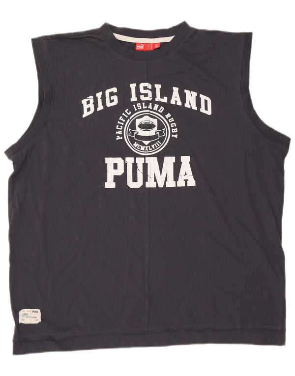 Puma Mens Graphic Vest Top 2XL Navy Blue Cotton