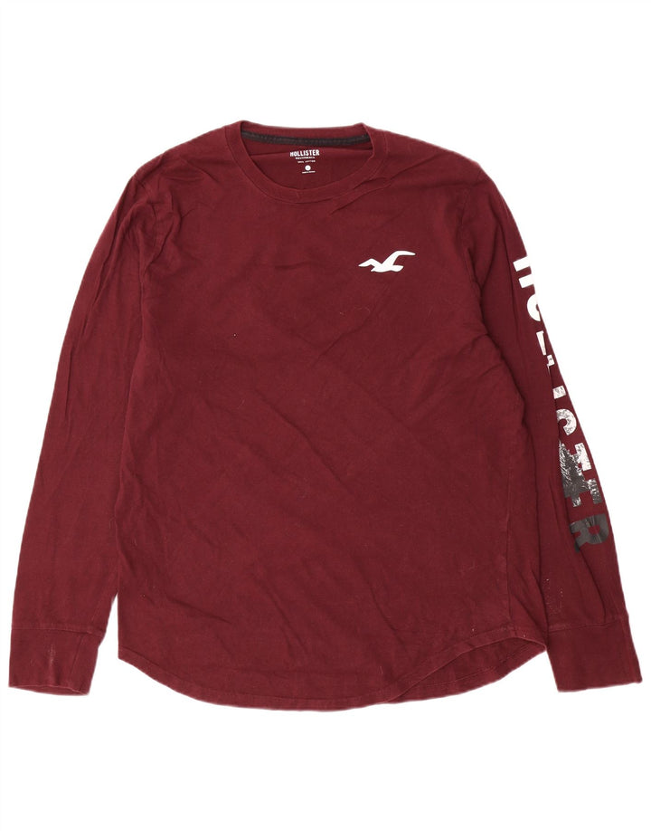 Hollister Mens Graphic Top Long Sleeve Large Maroon Cotton
