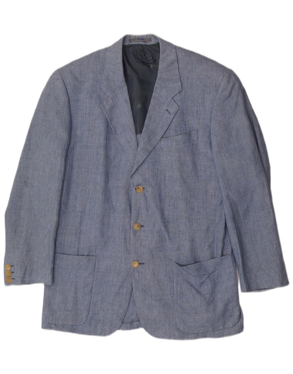 Kenzo Mens 3 Button Blazer Jacket IT 52 XL Blue Linen