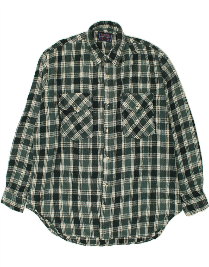 BRUGI Mens Flannel Shirt Large Grey Check Acrylic | Vintage Brugi | Thrift | Second-Hand Brugi | Used Clothing | Messina Hembry 