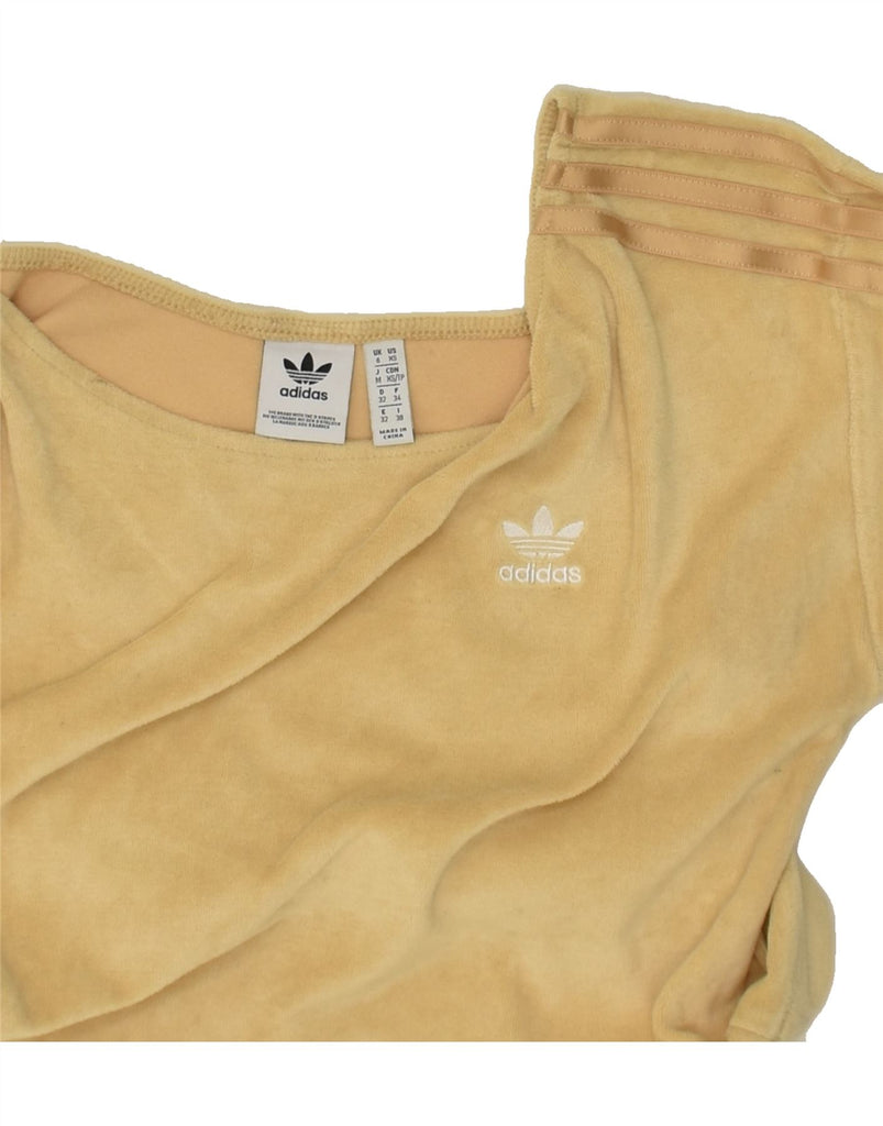 ADIDAS Womens Oversized Crop Top UK 6 XS Beige | Vintage Adidas | Thrift | Second-Hand Adidas | Used Clothing | Messina Hembry 