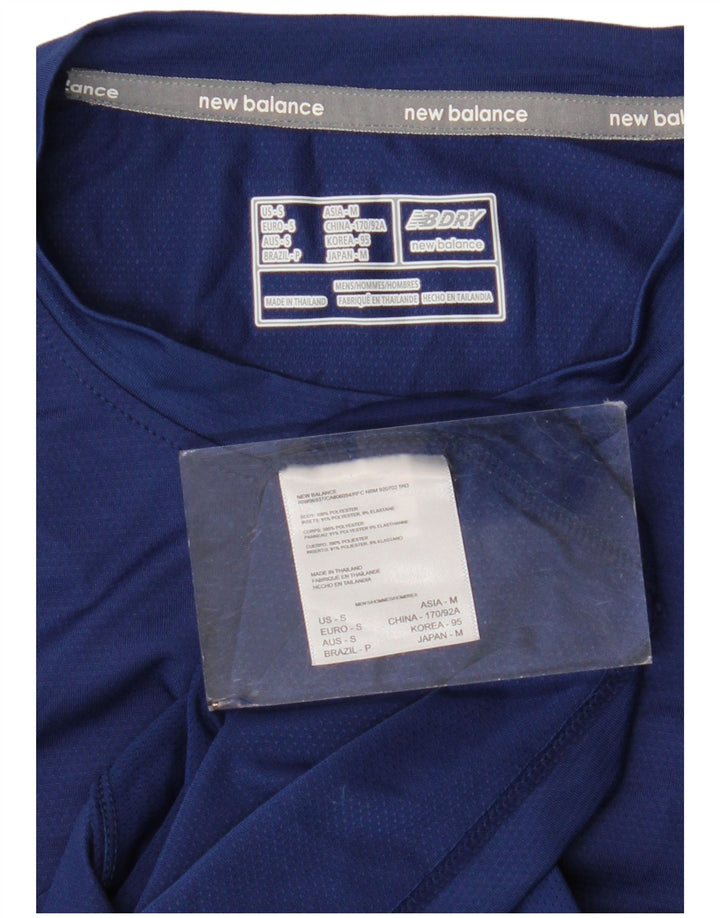 New Balance Mens T-Shirt Top Small Navy Blue Polyester