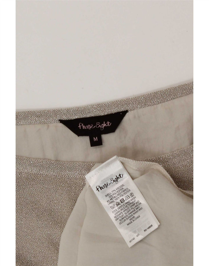 Phase Eight Womens Oversized Blouse Top UK 14 Medium Silver Viscose