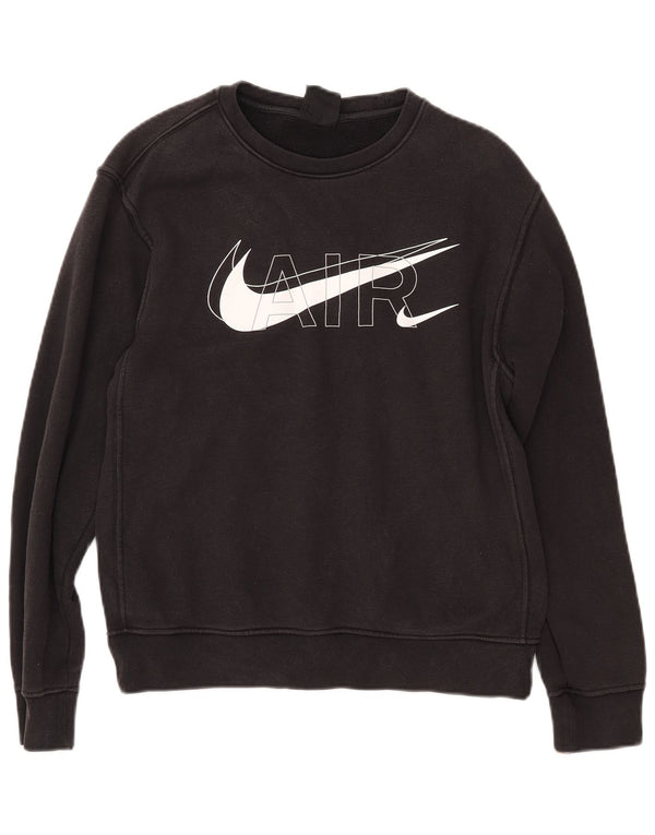 NIKE Womens Oversized Graphic Sweatshirt Jumper UK 10 Small Black Cotton