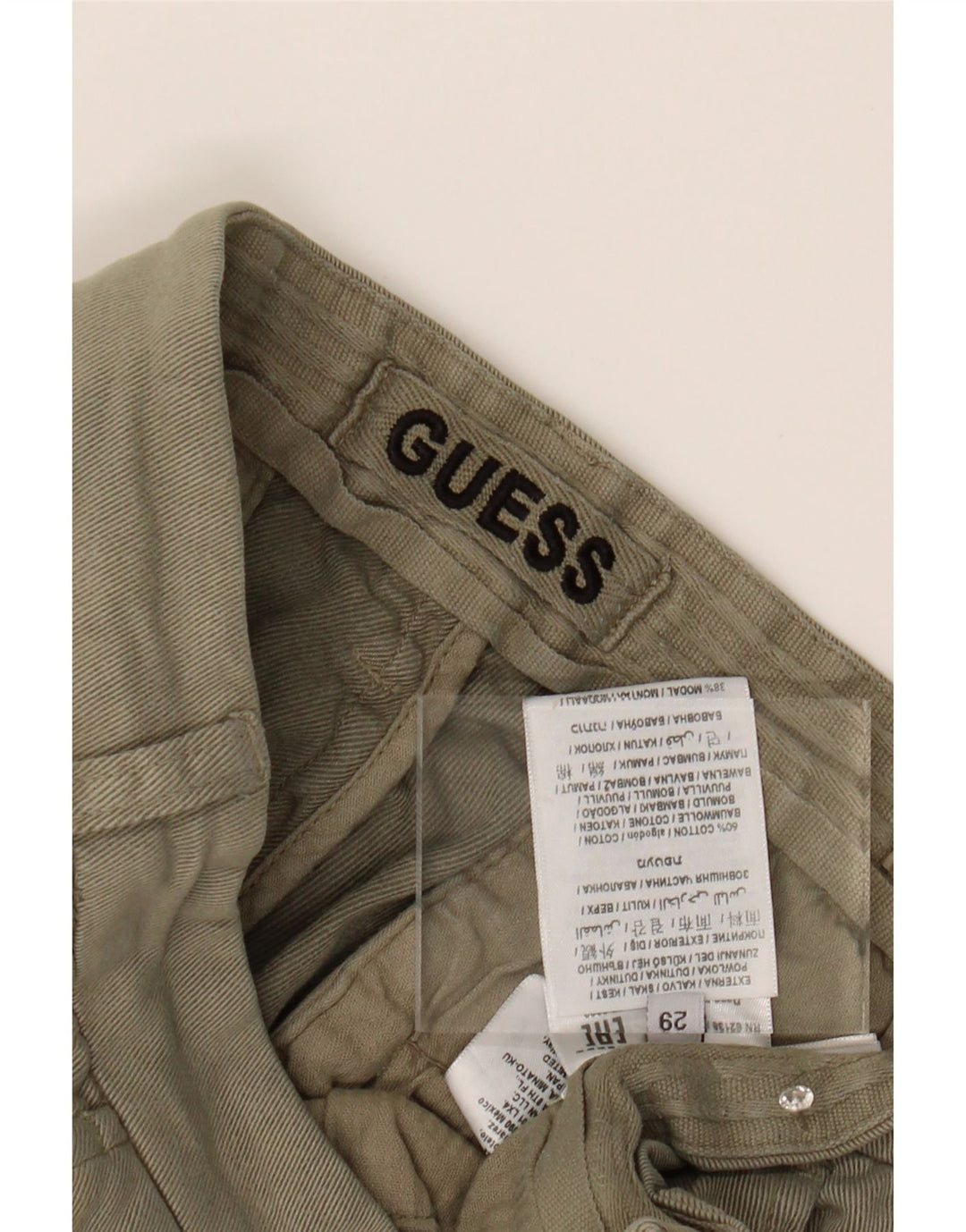 GUESS Womens Straight Chino Trousers W29 L29 Khaki Cotton Vintage Guess and Second-Hand Guess from Messina Hembry 