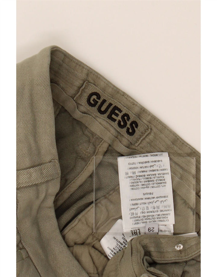 GUESS Womens Straight Chino Trousers W29 L29 Khaki Cotton Vintage Guess and Second-Hand Guess from Messina Hembry 