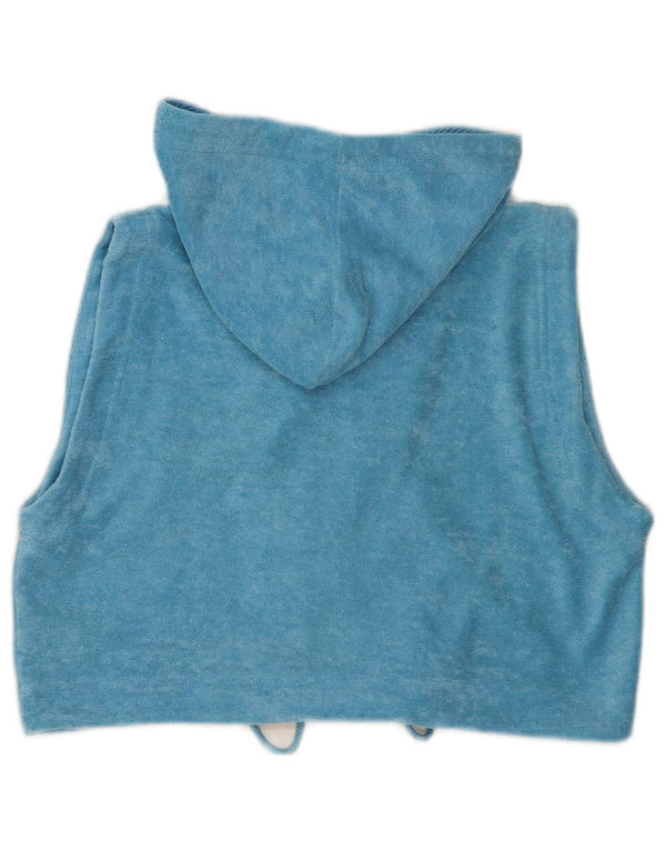 Champion Womens Crop Sleeveless Hooded Fleece Jacket UK 14 Large Blue
